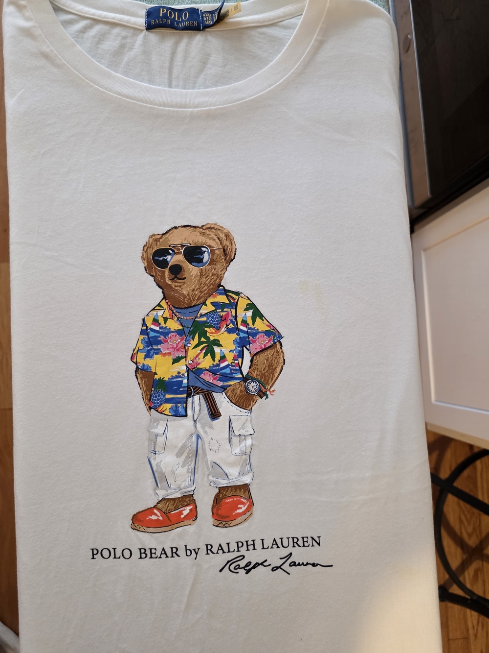 Ralph Lauren White Crewneck Tee with Blue Logo Tag